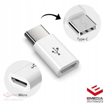 ADAPTER PRZEJŚCIÓWKA MICRO USB / USB-C biały