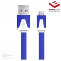Kabel USB - Micro USB 2.0 A-B 1m płaski niebieski