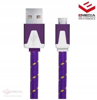 Kabel USB-MicroUSB 2.0 płaski OPLOT 1,0m fioletowy