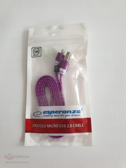Kabel USB-MicroUSB 2.0 płaski OPLOT 1,0m fioletowy