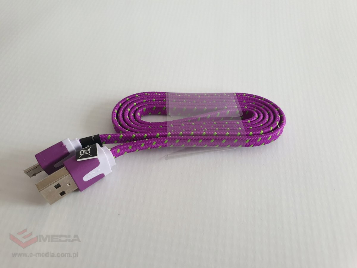 Kabel USB-MicroUSB 2.0 płaski OPLOT 1,0m fioletowy