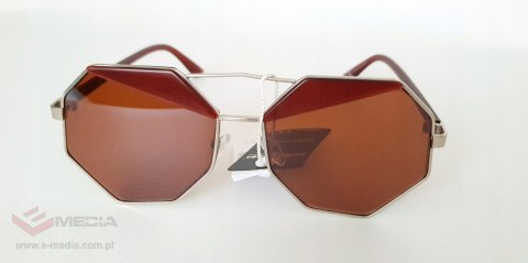 Okulary przeciwsłoneczne ośmiokąt lustrzane BROWN