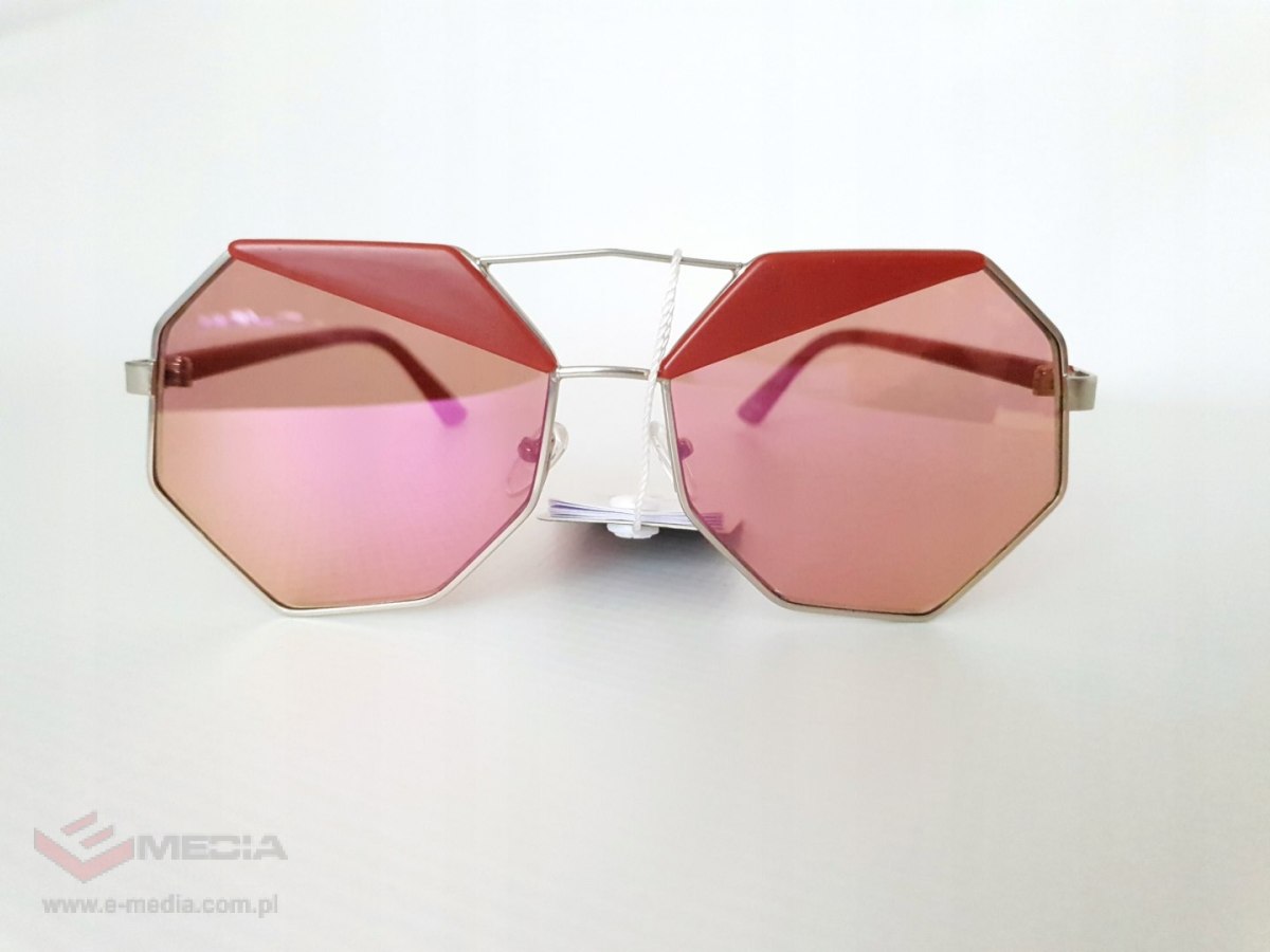 Okulary przeciwsłoneczne ośmiokąt lustrzane RED