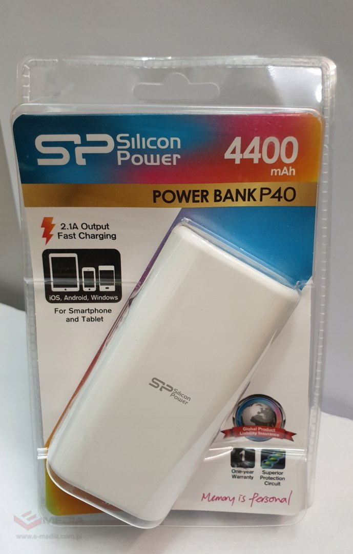 Powerbank Silicon Power 4400 mAh biały