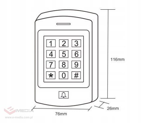 VIDI-AC-5CS-W - Zamek Szyfrowy z czytnkiem RFID