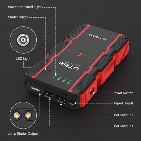 JUMP STARTER ROZRUCH POWERBANK Utrai 1000A 12V