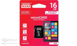 Karta pamięci MicroSDHC GOODRAM 16GB UHS I Class 10 + adapter - RETAIL 10