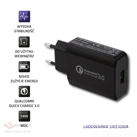 Ładowarka sieciowa Qoltec Quick Charge 3.0 3A 18W USB