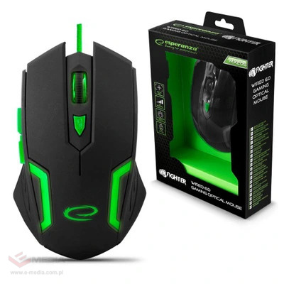 Mysz przewodowa Esperanza MX205 Fighter optyczna Gaming 6D usb czarno-zielona