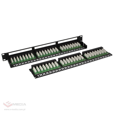 Patch panel UTP 19" 48x RJ45 kat.6, 1U tacka