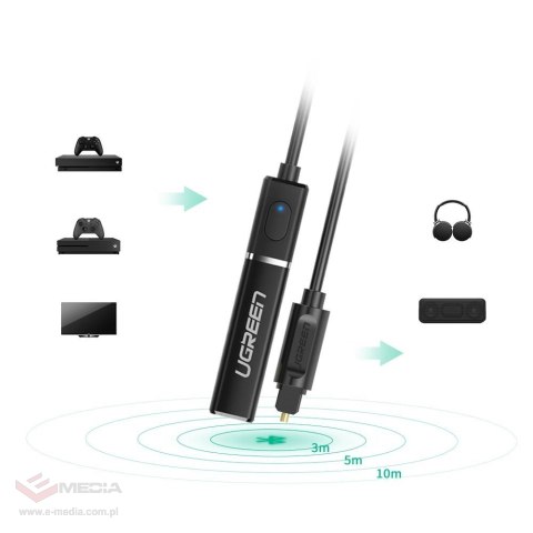 Bezprzewodowy transmiter audio Ugreen CM150 Toslink do Bluetooth 5.0 aptX Low Latency - czarny