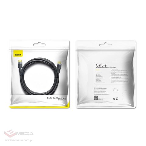 Kabel Baseus Cafule HDMI / HDMI 2.0 4K 60 Hz 3D 18 Gbps 2 m - czarny