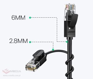 Kabel Ugreen NW122 70656 sieciowy Ethernet patchcord RJ45 Cat 6A UTP do 10Gb/s 10 m - czarny