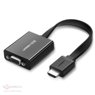 Ugreen adapter przejściówka HDMI - VGA micro USB / audio 3,5 mm mini jack czarny (40248)