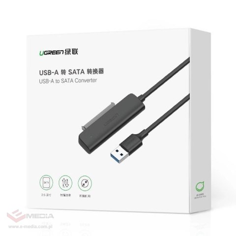 Ugreen adapter przejściówka dysku HDD SSD 2,5'' SATA III 3.0 - USB 3.2 Gen 1 (USB 5 Gbps) czarny (70609 CM321)