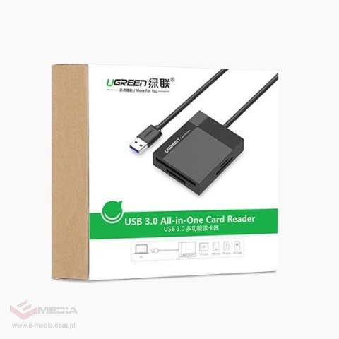 Czytnik kart pamięci Ugreen CR125 SD / micro SD / CF / MS z kablem USB 3.0 0.5m - czarny