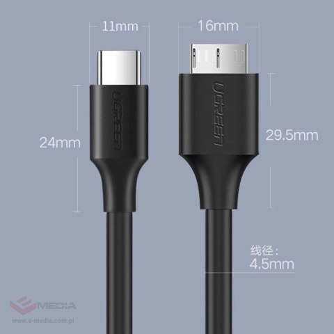 Ugreen kabel przewod USB Typ C - micro USB Typ B SuperSpeed 3.0 1m czarny (US312 20103)