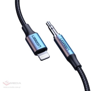 Ugreen kabel przewód audio AUX MFI Lightning - 3,5 mm mini jack 1 m szary (70509)