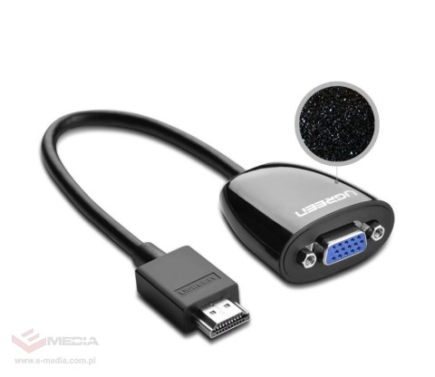 Ugreen kabel przewód przejściówka adapter jednokierunkowy z HDMI (męski) do VGA (żeński) FHD czarny (MM105 40253)