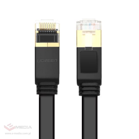 Ugreen płaski kabel przewód internetowy sieciowy Ethernet patchcord RJ45 Cat 7 STP LAN 10 Gbps 3 m czarny (NW106 11262)