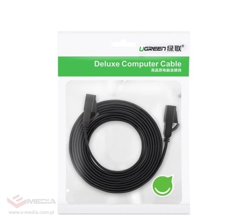 Ugreen płaski kabel przewód internetowy sieciowy Ethernet patchcord RJ45 Cat 7 STP LAN 10 Gbps 3 m czarny (NW106 11262)