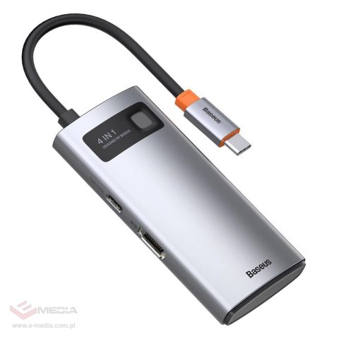 Baseus Metal Gleam 4w1 wielofunkcyjny HUB USB Typ C - USB Typ C Power Delivery 100 W / HDMI 4K 30 Hz / USB 3.2 Gen 1 / USB 2.0 (