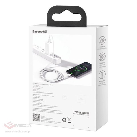 Baseus Superior kabel USB - USB Typ C 66 W 6A 2 m Biały (CATYS-A02)