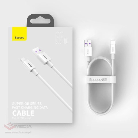 Baseus Superior kabel USB - USB Typ C 66 W 6A 2 m Biały (CATYS-A02)