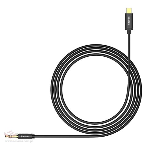 Baseus kabel audio stereo przejściówka AUX 3,5 mm mini jack - USB Typ C do telefonu tabletu 120cm czarny (CAM01-01)