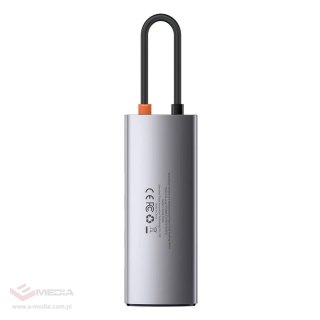 HUB Baseus Metal Gleam 6w1 USB-C - USB-C PD 100W 1x HDMI 4K 30Hz 3x USB-A 3.2 1x RJ45 - szary