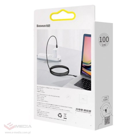 Kabel Baseus CATYS-B01 USB-C - USB-C PD QC FCP 100W 5A 480Mb/s 1m - czarny