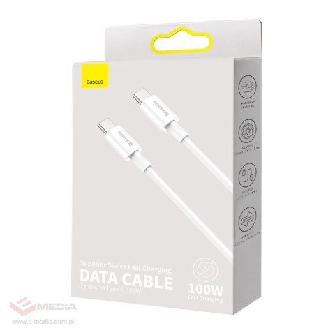 Kabel Baseus CATYS-C02 USB-C - USB-C PD QC FCP 100W 5A 2m - biały