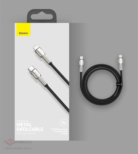 Kabel Baseus Cafule Series Metal Data USB-C / Lightning 20W PD 1 m - czarny