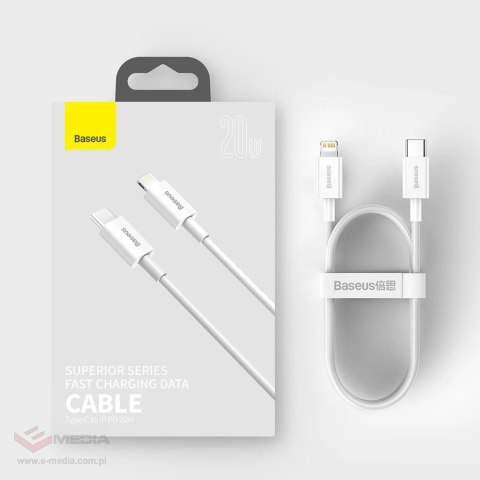 Kabel Baseus Superior Series USB-C / Lightning PD 20W 2 m - biały