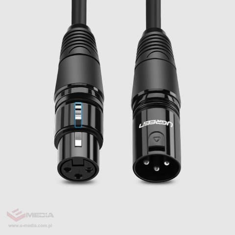 Kabel Ugreen AV130 66717 audio XLR (żeński) - XLR (męski) do mikrofonu / wzmacniacza 2m - czarny