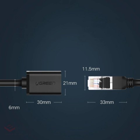 Kabel Ugreen NW112 11281 sieciowy Ethernet RJ45 (żeński) - RJ45 (męski) F/UTP Cat. 6 1 Gbps 2m - czarny