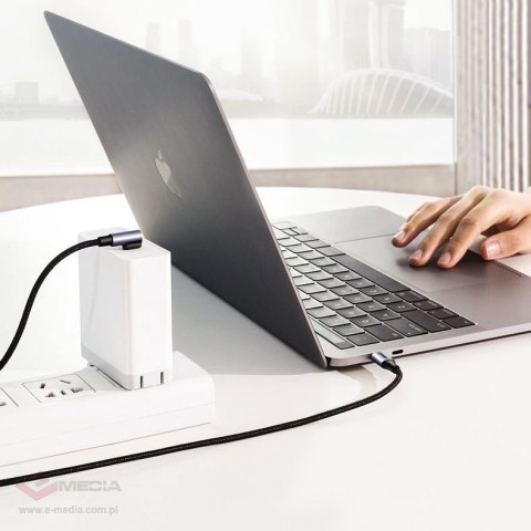 Kabel Ugreen US255 50125 USB-C (prosty) / USB-C (kątowy) PD QC 60W 3A 2m - szary
