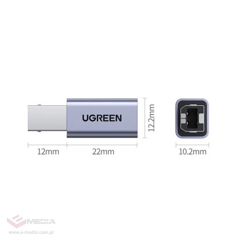 Ugreen adapter przejściówka USB Typ C - USB Typ B szary (US382)