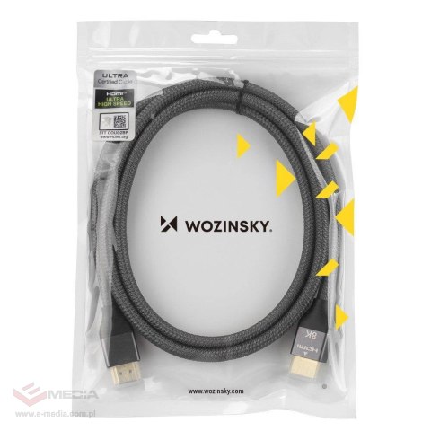 Wozinsky kabel HDMI 2.1 8K 60 Hz 48 Gbps / 4K 120 Hz / 2K 144 Hz 1 m srebrny (WHDMI-10)