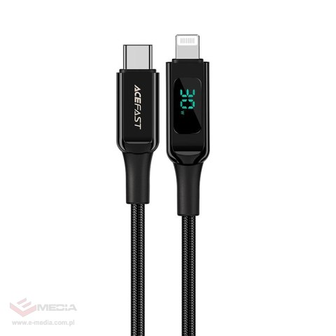 Acefast kabel MFI USB Typ C - Lightning 1,2m, 30W, 3A czarny (C6-01 Black)
