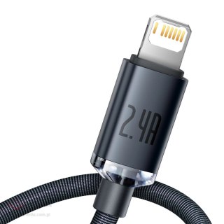 Baseus Crystal Shine Series kabel przewód USB do szybkiego ładowania i transferu danych USB Typ A - Lightning 2,4A 1,2m czarny (
