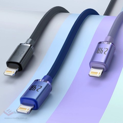Baseus Crystal Shine Series kabel przewód USB do szybkiego ładowania i transferu danych USB Typ A - Lightning 2,4A 1,2m czarny (