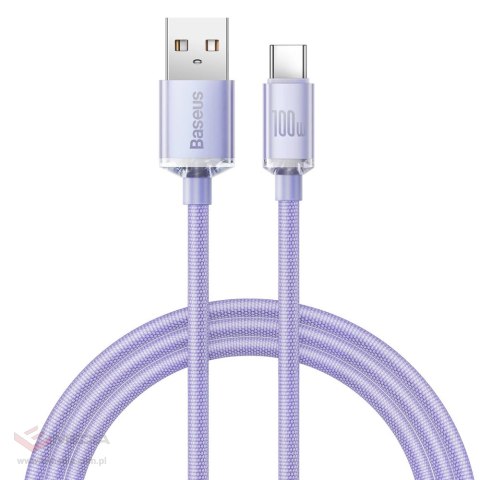 Baseus Crystal Shine Series kabel przewód USB do szybkiego ładowania i transferu danych USB Typ A - USB Typ C 100W 1,2m fioletow