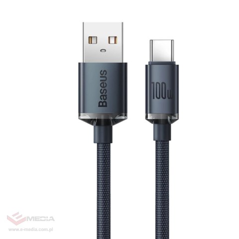 Baseus Crystal Shine Series kabel przewód USB do szybkiego ładowania i transferu danych USB Typ A - USB Typ C 100W 2m czarny (CA
