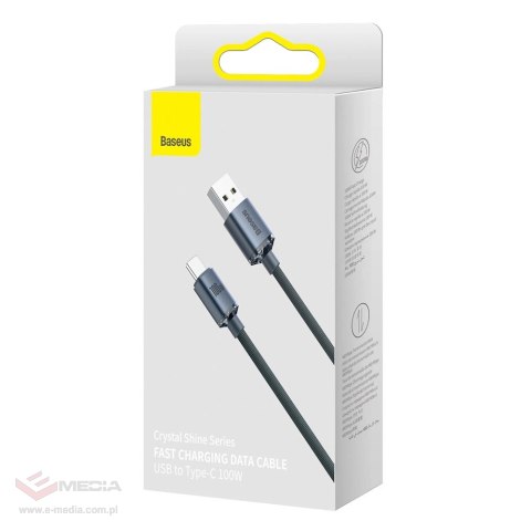 Baseus Crystal Shine Series kabel przewód USB do szybkiego ładowania i transferu danych USB Typ A - USB Typ C 100W 2m czarny (CA