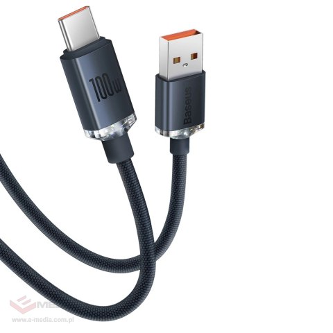 Baseus Crystal Shine Series kabel przewód USB do szybkiego ładowania i transferu danych USB Typ A - USB Typ C 100W 2m czarny (CA