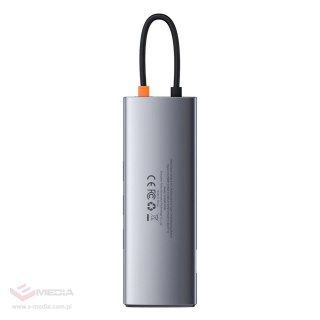 HUB Baseus Metal Gleam 9w1 USB-C - 3x USB 3.2 Gen 1 / USB-C PD 100W / VGA / HDMI / czytnik kart TF, SD / RJ45 - szary (CAHUB-CU0