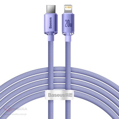 Kabel Baseus CAJY000305 Lightning - USB-C PD 20W 480Mb/s 2m - fioletowy