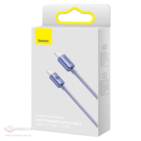 Kabel Baseus CAJY000701 USB-C - USB-C PD 100W 5A 480Mb/s 1,2m - fioletowy