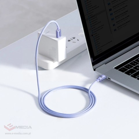 Kabel Baseus CAJY000701 USB-C - USB-C PD 100W 5A 480Mb/s 1,2m - fioletowy